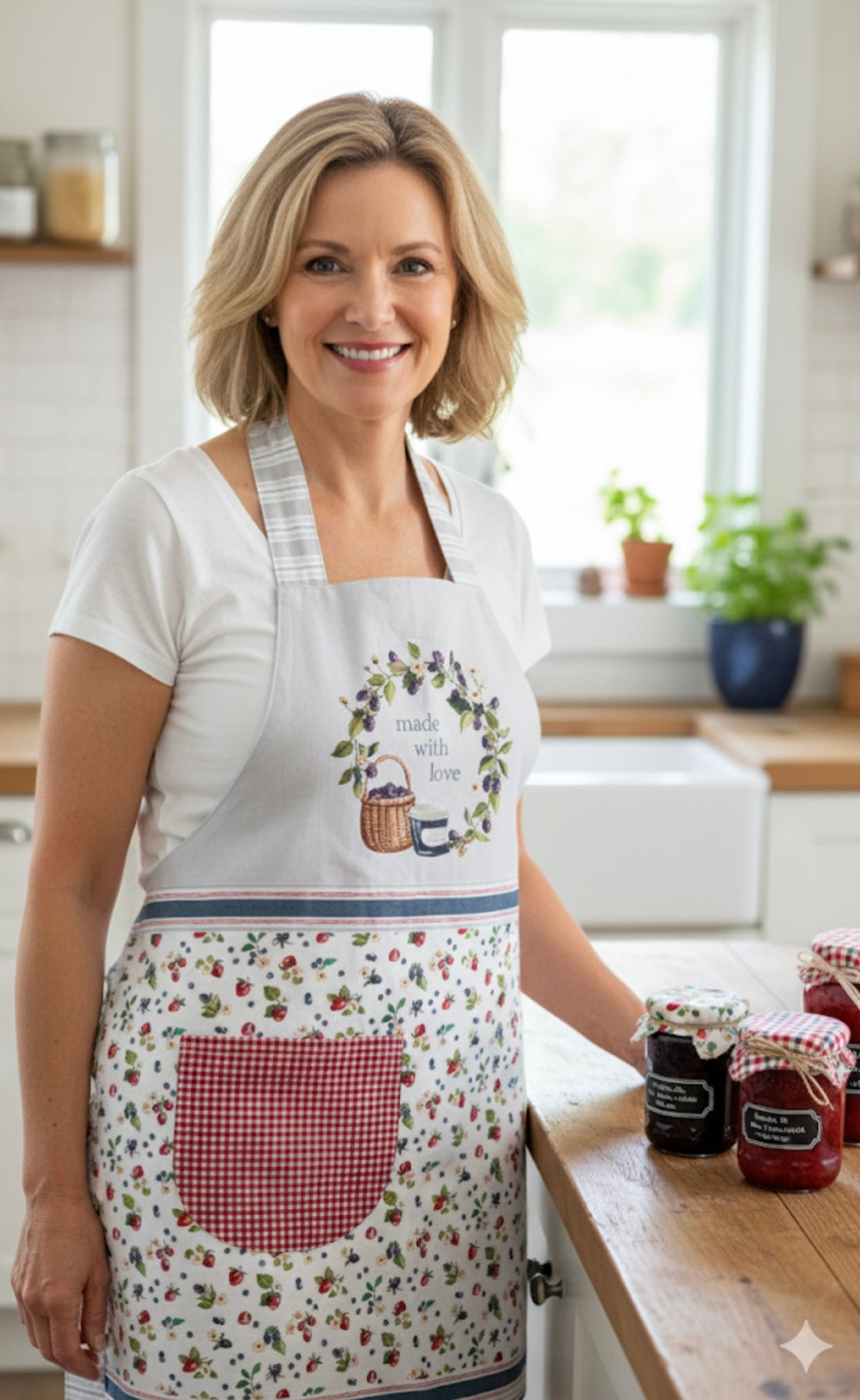 PB/ Homemade Happiness 100% Cotton Apron Panel -  Blackberries PB4801PA