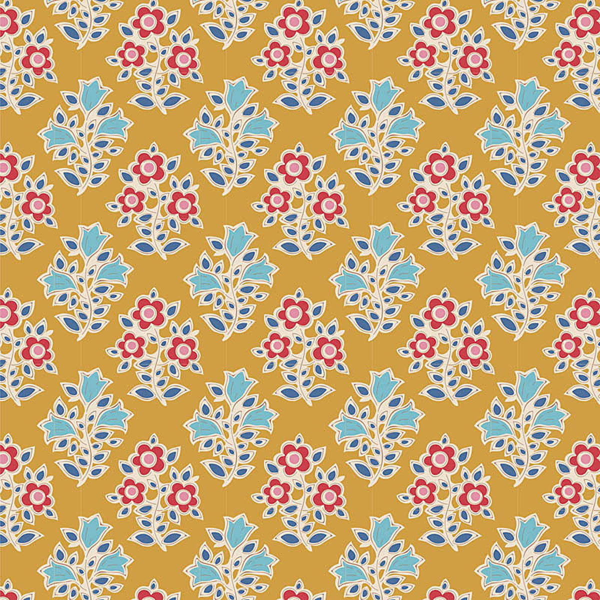 Tilda - JUBILEE - Farm Flowers  - Mustard 110098