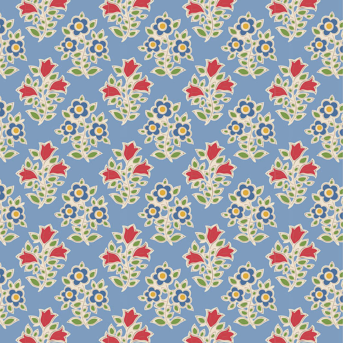 Tilda - JUBILEE - Farm Flowers  - Light Blue 110100