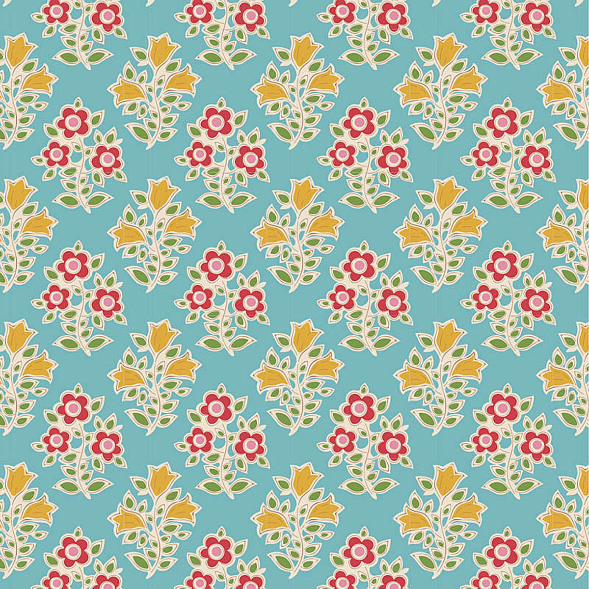 Tilda - JUBILEE - Farm Flowers  - Teal 110103