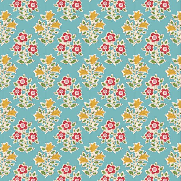 Tilda - JUBILEE - Farm Flowers  - Teal 110103