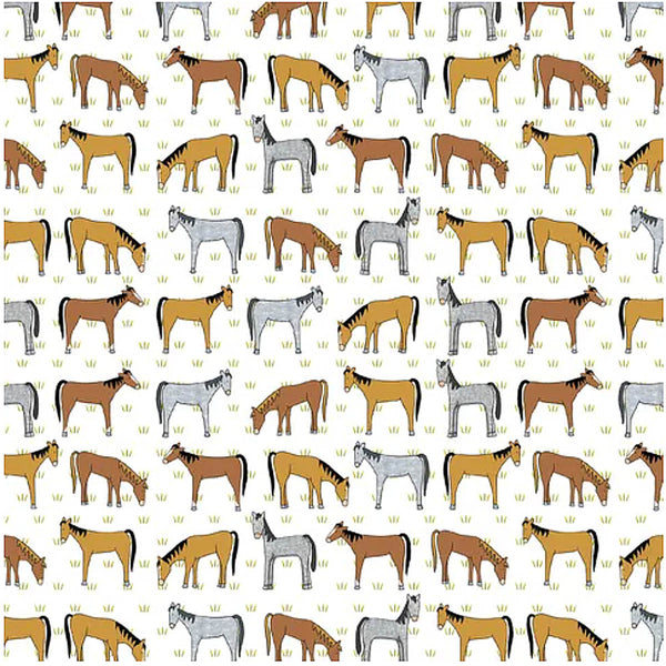 D/RT RED TRACTOR COLLECTION - Horses (small pattern) Light Muslin DV4203