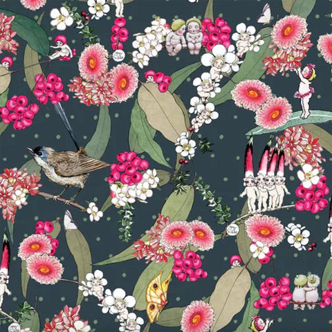 May Gibbs - NATIVE BERRIES - Dark Green - MG1012