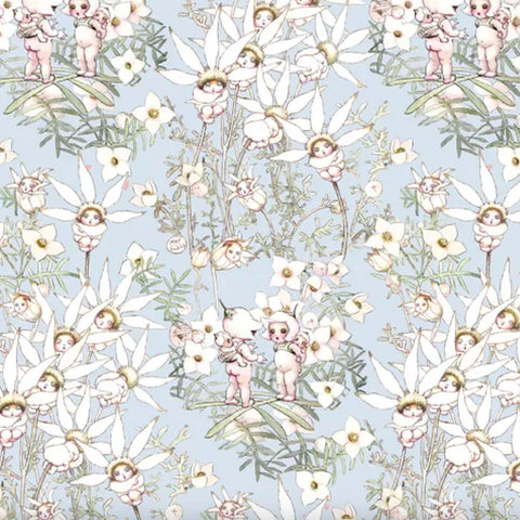 May Gibbs - PASTEL FLOWERS - Light Blue - MG1019