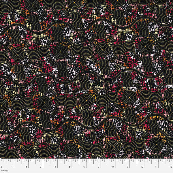 RAIN DREAMING GOLD  by Aboriginal Artist AUDREY NUNGARRAI