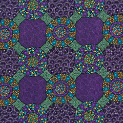 WILDFLOWERS & BUSH TUCKERS PURPLE by Aboriginal Artist CHRISTINE DOOLAN