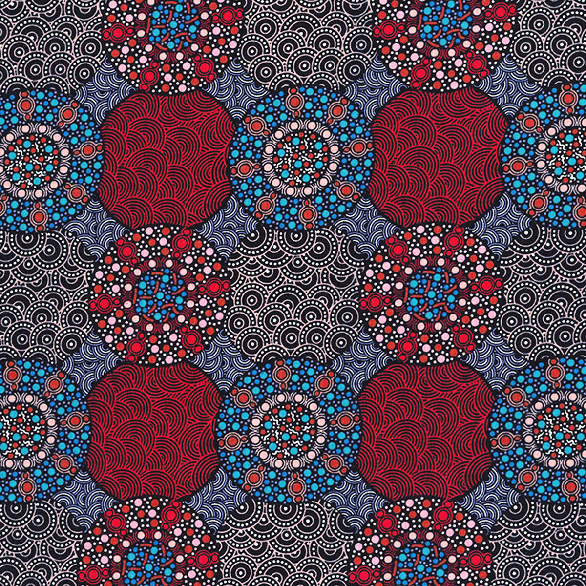 WILDFLOWERS & BUSH TUCKERS RED by Aboriginal Artist CHRISTINE DOOLAN