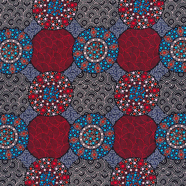 WILDFLOWERS & BUSH TUCKERS RED by Aboriginal Artist CHRISTINE DOOLAN