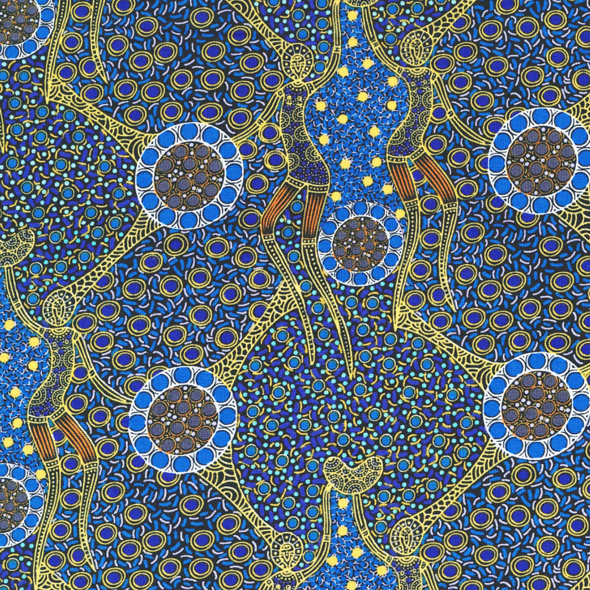 WOMEN DANCING NEAR WATERHOLE BLUE by Aboriginal Artist Christine Doolan