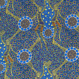 WOMEN DANCING NEAR WATERHOLE BLUE by Aboriginal Artist Christine Doolan