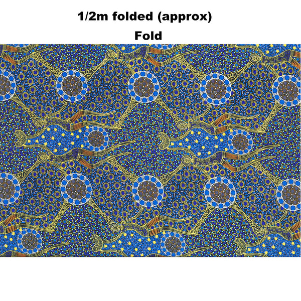 WOMEN DANCING NEAR WATERHOLE BLUE by Aboriginal Artist Christine Doolan