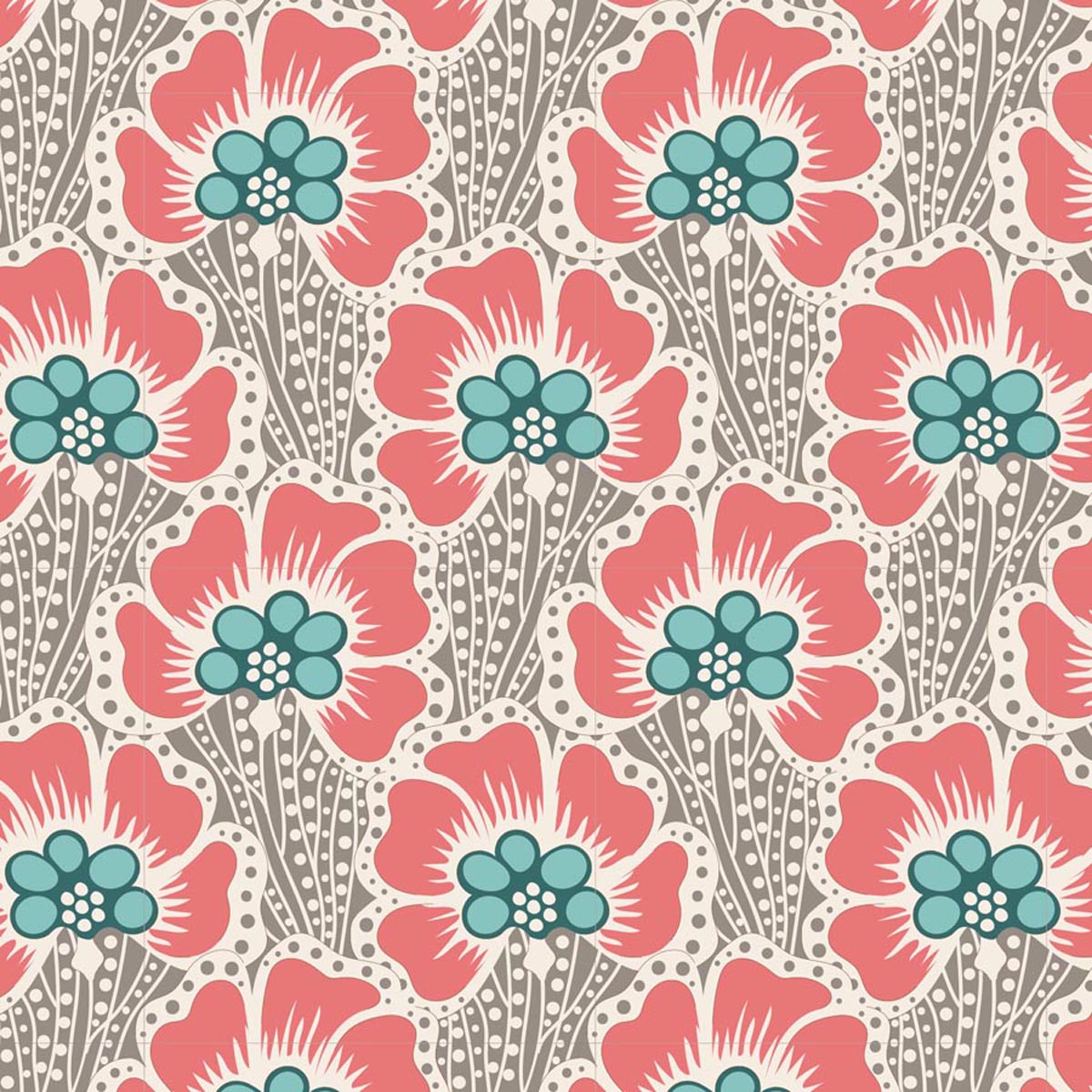 Tilda COTTON BEACH - 100330 Ocean Flower Grey