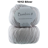 BAMBINI 8 - 8ply/DK/Lt Worsted 100% Australian Merino 50g/115m CHOOSE COLOUR