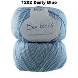 BAMBINI 8 - 8ply/DK/Lt Worsted 100% Australian Merino 50g/115m CHOOSE COLOUR