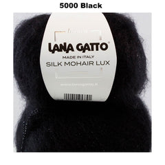 LANA GATTO - SILK MOHAIR LUX (Sparkly Lurex) -  78% SuperKid Mohair, 14% Silk, 4% Nylon, 4% Polyester - 2ply/Fingering - Ball 25g 212m/231yds  CHOOSE COLOUR