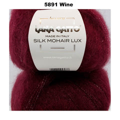 LANA GATTO - SILK MOHAIR LUX (Sparkly Lurex) -  78% SuperKid Mohair, 14% Silk, 4% Nylon, 4% Polyester - 2ply/Fingering - Ball 25g 212m/231yds  CHOOSE COLOUR