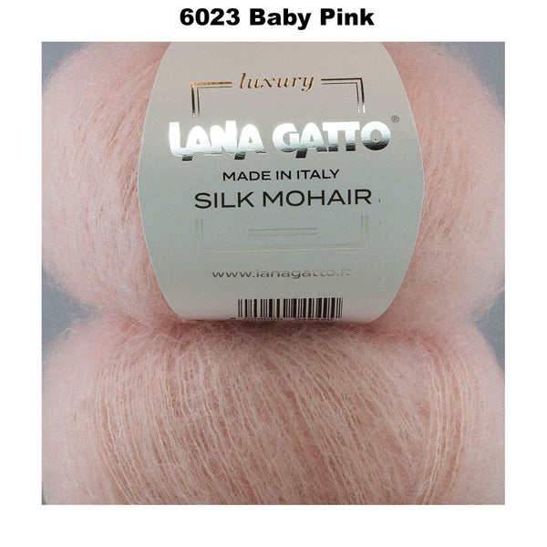 LANA GATTO - SILK MOHAIR -  75% Kid Mohair + 25% Silk - 2ply/Fingering - Ball 25g 212m/231yds  CHOOSE COLOUR
