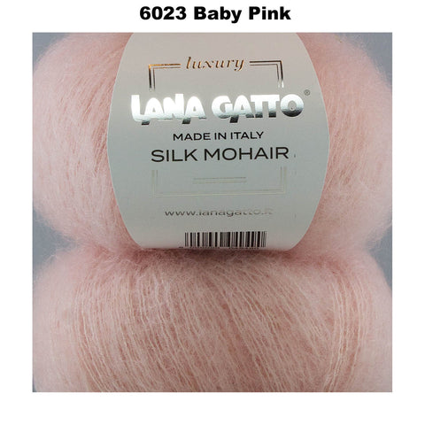 LANA GATTO - SILK MOHAIR -  75% Kid Mohair + 25% Silk - 2ply/Fingering - Ball 25g 212m/231yds  CHOOSE COLOUR