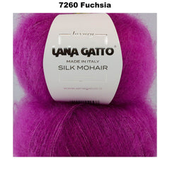 LANA GATTO - SILK MOHAIR -  75% Kid Mohair + 25% Silk - 2ply/Fingering - Ball 25g 212m/231yds  CHOOSE COLOUR