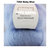 LANA GATTO - SILK MOHAIR -  75% Kid Mohair + 25% Silk - 2ply/Fingering - Ball 25g 212m/231yds  CHOOSE COLOUR