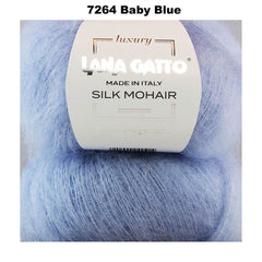 LANA GATTO - SILK MOHAIR -  75% Kid Mohair + 25% Silk - 2ply/Fingering - Ball 25g 212m/231yds  CHOOSE COLOUR