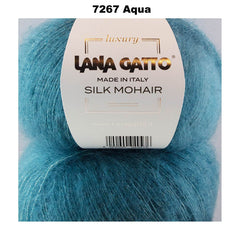 LANA GATTO - SILK MOHAIR -  75% Kid Mohair + 25% Silk - 2ply/Fingering - Ball 25g 212m/231yds  CHOOSE COLOUR