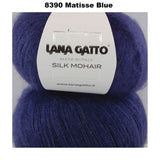 LANA GATTO - SILK MOHAIR -  75% Kid Mohair + 25% Silk - 2ply/Fingering - Ball 25g 212m/231yds  CHOOSE COLOUR