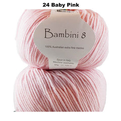BAMBINI 8 - 8ply/DK/Lt Worsted 100% Australian Merino 50g/115m CHOOSE COLOUR