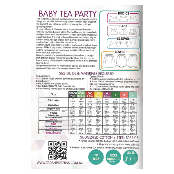 TADAH - BABY TEA PARTY - Dress, Playsuit, Skirt, Bubble Romper -Size 00000(Prem) - 3 Years