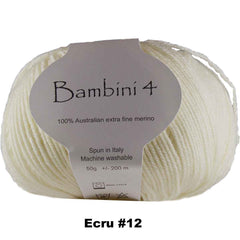BAMBINI 4 -100% Australian Wool 4ply/Sport - 50g / 200m  CHOOSE COLOUR