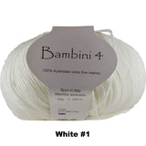 BAMBINI 4 -100% Australian Wool 4ply/Sport - 50g / 200m  CHOOSE COLOUR