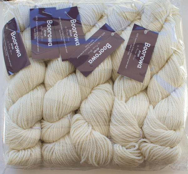 BOOROWA Undyed 100% Fine Merino- Fabulous for Dyeing 10ply/Aran/Worsted/100g