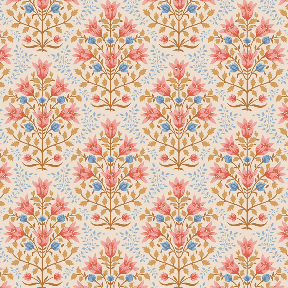 Tilda WINDY DAYS -  FAT QUARTER BUNDLE - 5 FQ's - CAMEL/CORAL