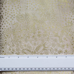 BROLGA LIFE ECRU (Ecru & Metallic Gold) by Aboriginal Artist NAMBOOKA