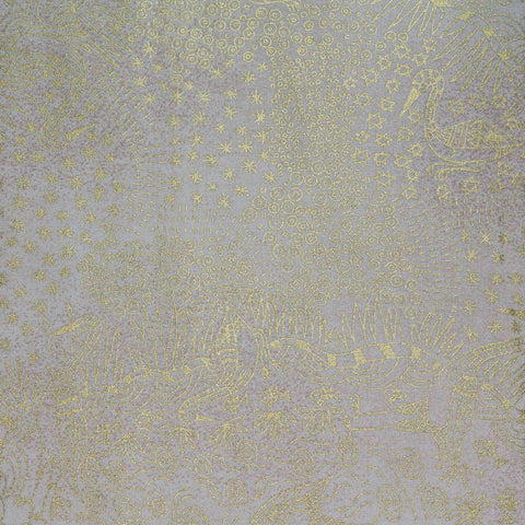 BROLGA LIFE ECRU (Ecru & Metallic Gold) by Aboriginal Artist NAMBOOKA