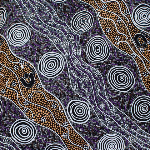 BUSH CAMP PURPLE by Aboriginal Artist AUDREY NAPANANGKA