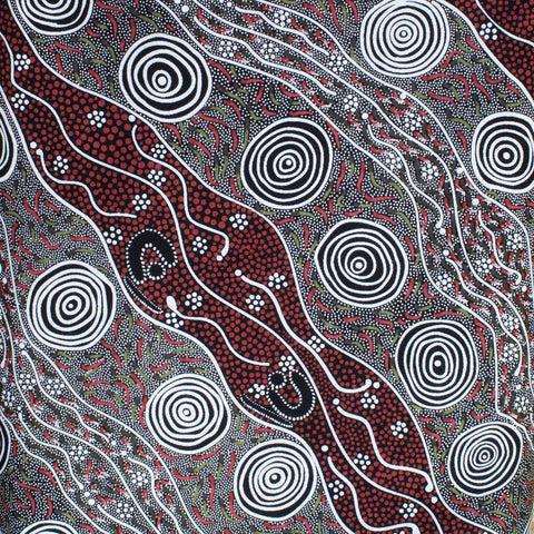 BUSH CAMP RED by Aboriginal Artist AUDREY NAPANANGKA
