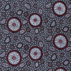 BUSH ONIONS & WILD FLOWERS BLACK by Aboriginal Artist JANE DOOLAN