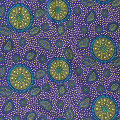 BUSH ONIONS & WILD FLOWERS PURPLE by Aboriginal Artist JANE DOOLAN