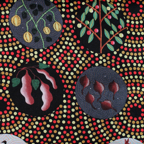 BUSH TUCKER WITH WILD FIG BLACK by Aboriginal Artist NATASHA STUART