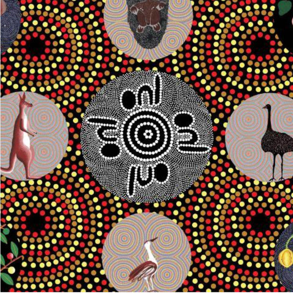BUSH TUCKER WITH WILD FIG BLACK by Aboriginal Artist NATASHA STUART