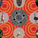 BUSH TUCKER WITH WILD FIG RED by Aboriginal Artist NATASHA STUART