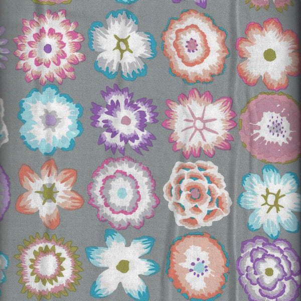 KF/ BUTTON FLOWERS GREY - Kaffe Fassett