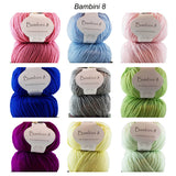 BAMBINI 8 - 8ply/DK/Lt Worsted 100% Australian Merino 50g/115m CHOOSE COLOUR