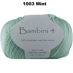BAMBINI 4 -100% Australian Wool 4ply/Sport - 50g / 200m  CHOOSE COLOUR
