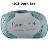 BAMBINI 4 -100% Australian Wool 4ply/Sport - 50g / 200m  CHOOSE COLOUR