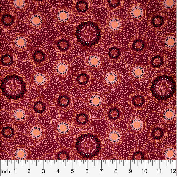 CAMPING GROUND BURGUNDY by Aboriginal Artist Charlie Egan