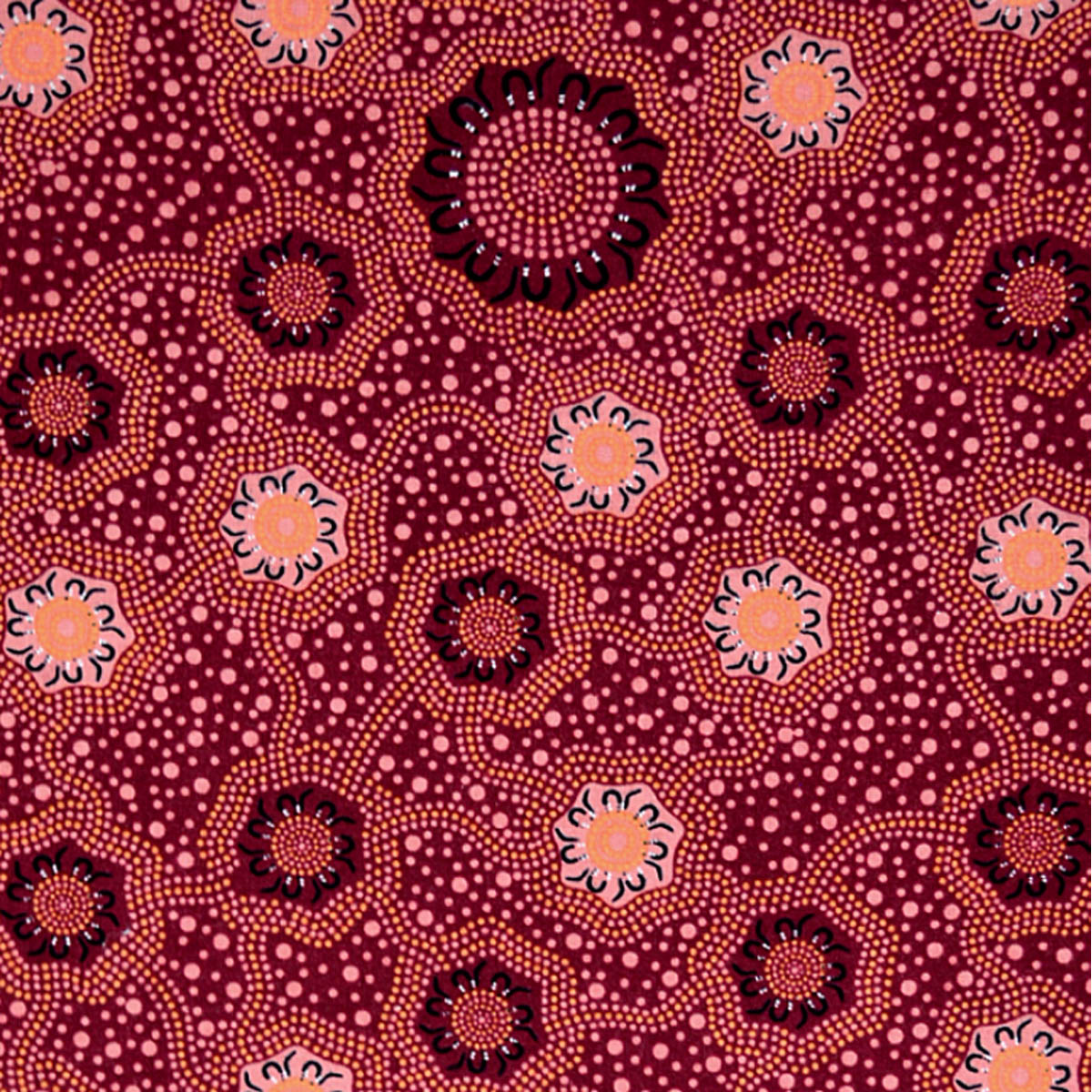 CAMPING GROUND BURGUNDY by Aboriginal Artist Charlie Egan