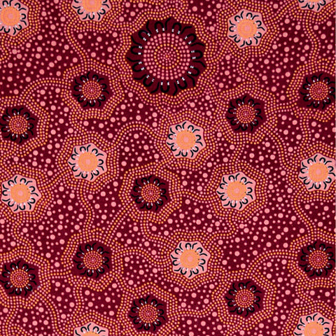 CAMPING GROUND BURGUNDY by Aboriginal Artist Charlie Egan