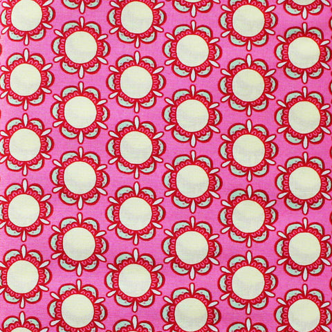 EB/FC CIRCLE FLOWERS Pink/Yellow/Green - Flower Child Collection by Rosalie Quinlan